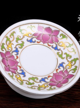 唐彩白色莲花圣水杯o观音杯大悲水杯供水杯供佛水杯贡杯净水杯佛