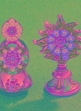 朵玛食子酥油花果鎏n金彩绘礼盒装佛前供莲花八供摆件密宗佛具用