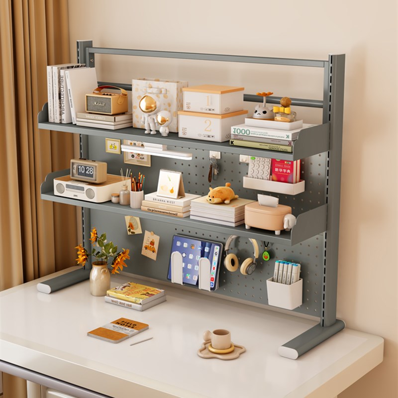 Desktop hole board storage rack full iron frame layer board adjustable height O no punching children's vertical storage