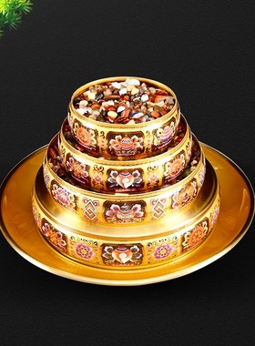 速发曼扎盘黄铜彩曼扎盘雕曼扎八吉祥供修全套藏式纯铜花盘曼扎盘