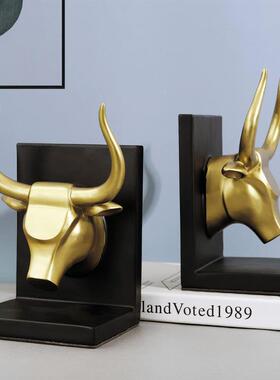 美式乡村格动物头书架风书靠家居书房软装摆设w8000-15办公样室板