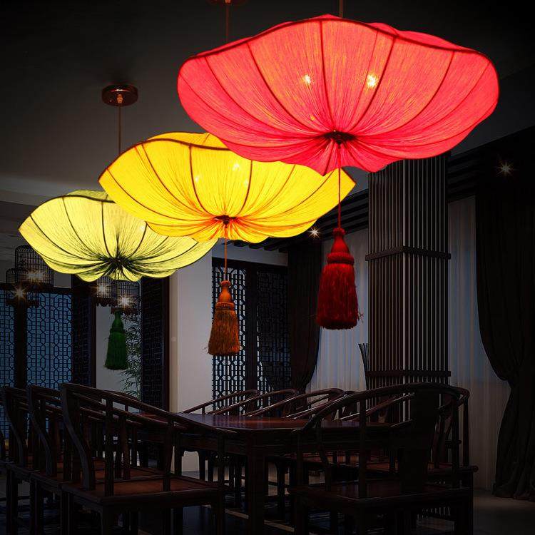 DM-6631厂家新中式火锅店荷红具叶吊布灯艺茶餐厅灯笼古典茶楼荷,淘宝优惠券,粉丝福利购,淘宝优惠卷