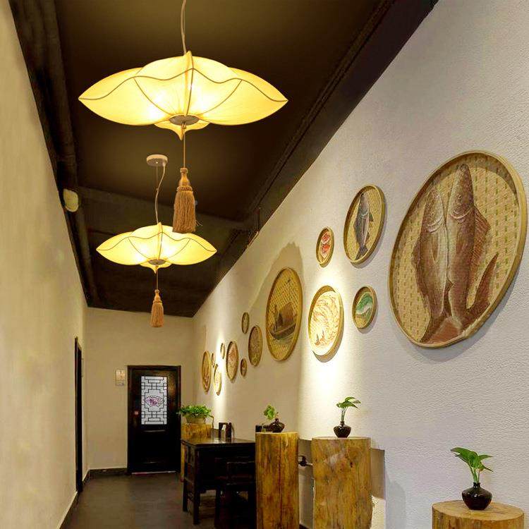 DM-6631厂家新中式火锅店荷红具叶吊布灯艺茶餐厅灯笼古典茶楼荷,淘宝优惠券,粉丝福利购,淘宝优惠卷