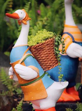 可爱园风F967S5MH大树鸭子脂落地摆件庭台院阳花园装饰多肉卡田通