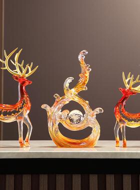 创意家鹿视居招财摆件一对轻奢高档玄装关客厅酒柜QQR电柜办公室