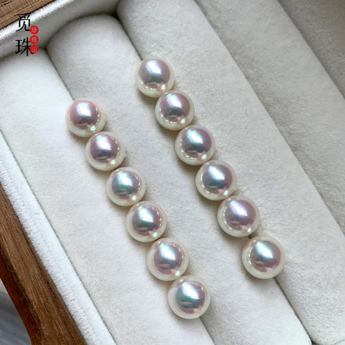 日本进口Akoya天然海水珍珠耳钉18K金天女品质正圆极强光百搭耳环 - 图0