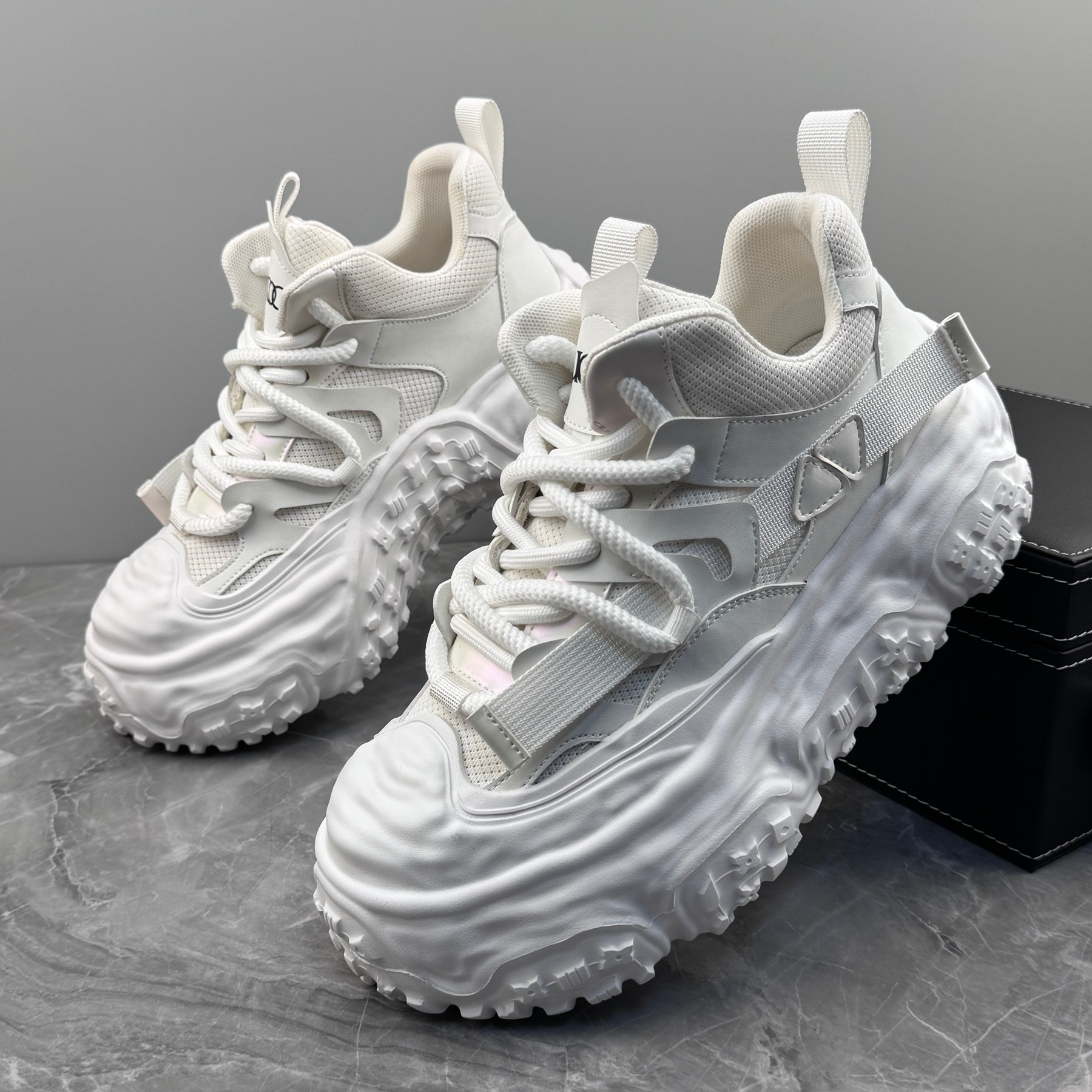 潮牌老爹鞋男2025新款白色休闲鞋时尚潮流男鞋夏季透气增高小白鞋,淘宝优惠券,粉丝福利购,淘宝优惠卷