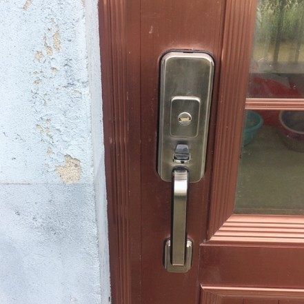 老式防盗门锁面板拉手双开门按压不锈钢入户子母大门锁把手通用型 - 图0