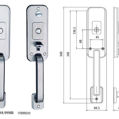 老式防盗门锁面板拉手双开门按压不锈钢入户子母大门锁把手通用型 - 图3