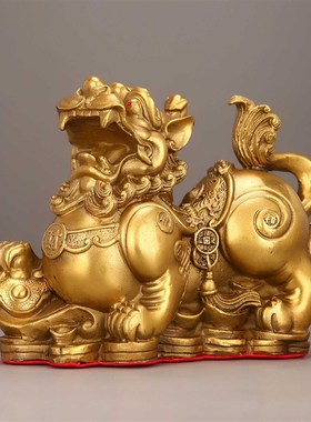 铜貔貅一对全黄铜招财貔恘皮丘客厅店铺装饰办公室工艺品家居