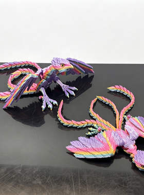3D打印七彩凤凰神鸟可动摆件