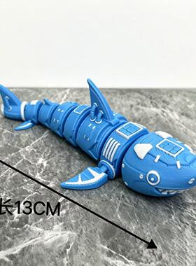 3D打印一体成型赛博机甲鲨鱼摆件