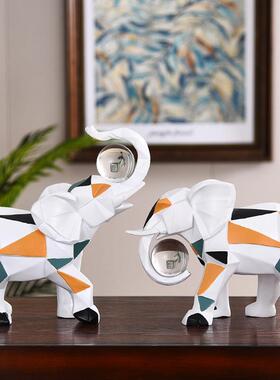 厂家动物情侣鹿大象北欧几何家居饰品客厅玄关茶几书柜工艺品摆件