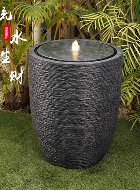 流水生财摆件喷泉办公室客厅玄关户外庭I院花园循环水落地景观装