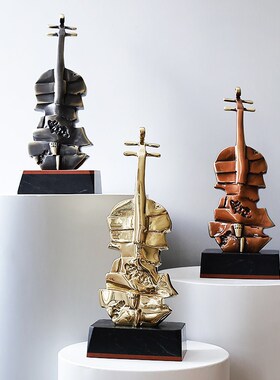 黄铜小提琴创意摆件轻奢家居酒柜办公室高级感装饰品X样板间工艺
