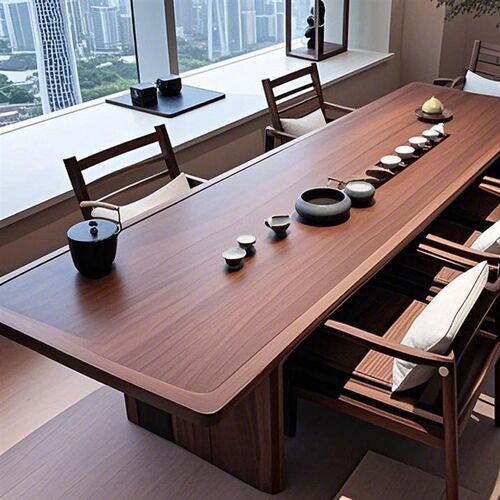 2025新中式禅意黑胡桃白蜡木茶桌E椅家用茶室酒店民宿办公室茶台 - 图2