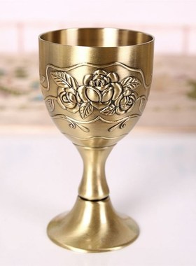 速发古代酒杯二两白酒杯青铜白酒杯烈酒杯一口杯高脚杯刻花小酒盅