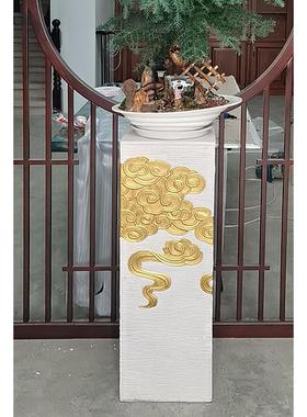 梦古金色祥云柱中式展示柱家居茶室玄关客厅庭院仿古落地装饰摆件
