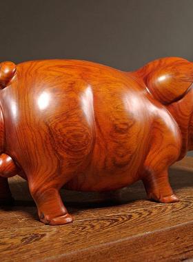 花梨实木猪摆件十二生肖木头可爱猪家居客厅装饰补角吉祥物工艺品