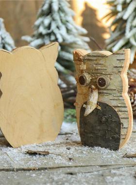 耶诞节猫头鹰装饰摆饰饰品场景布置幼儿园植物角教室桌面手工材料