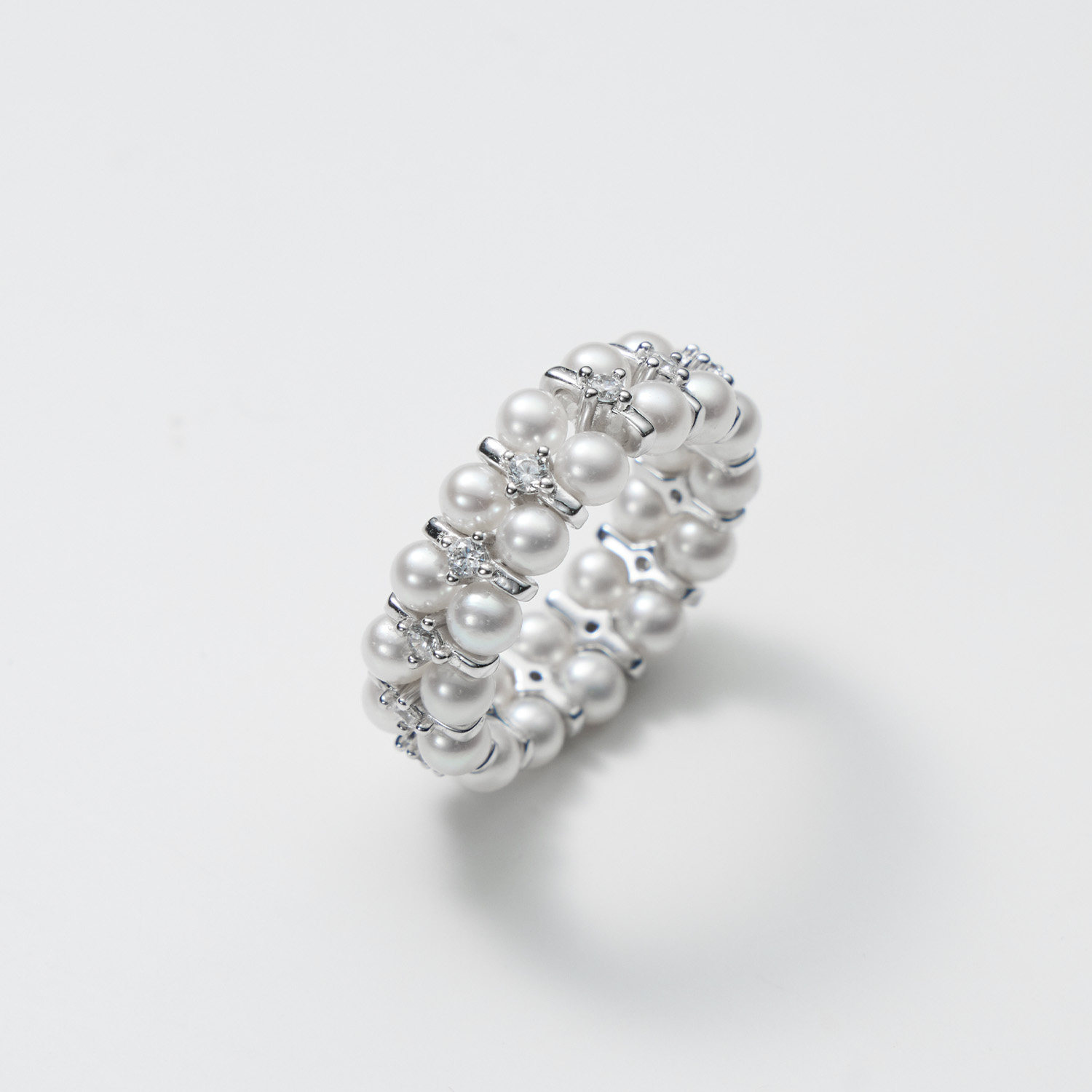 Lilan Jewelry S925 silver nucleated freshwater pearl ring for women 3-4mm strong light near round niche design gift
