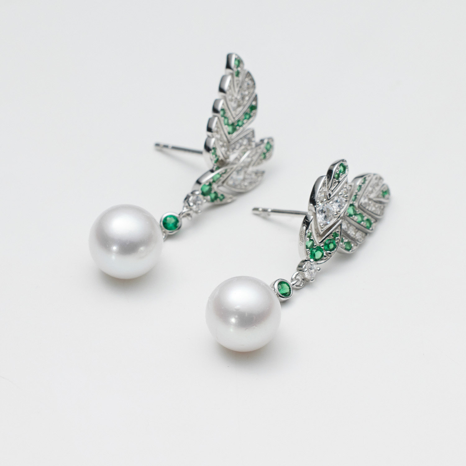 Lilan Jewelry Jungle S925 silver nucleated freshwater pearl set 9-10mm nearly round ring and earrings two-piece set
