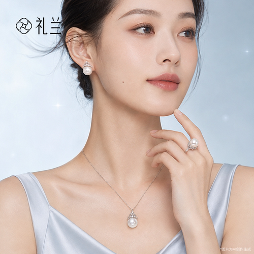 礼兰珠宝 冰雪女王S925银淡水珍珠吊坠12-13mm通勤项链送女友礼物 - 图2