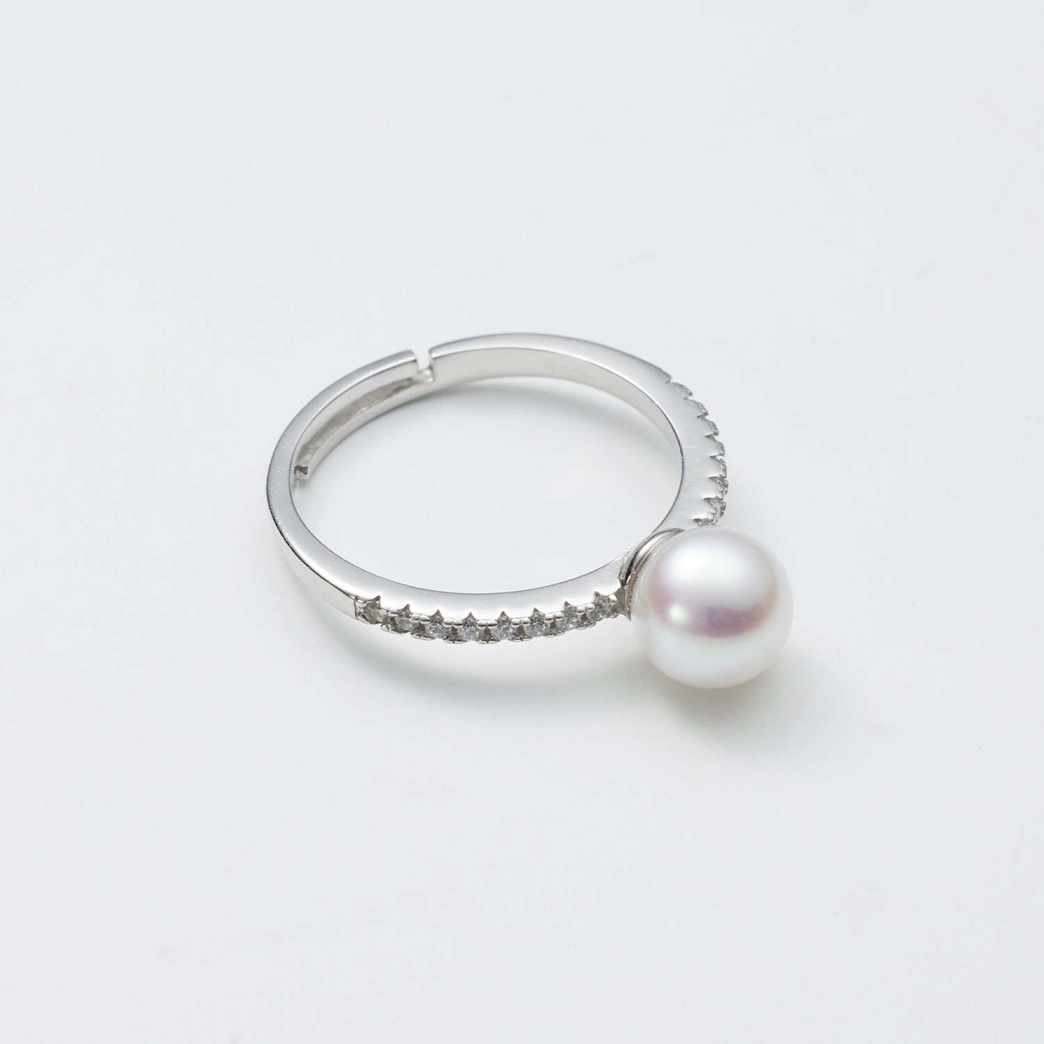 Lilan Jewelry S925 silver nucleated freshwater pearl ring 6-7mm nearly perfect round simple versatile open ring gift