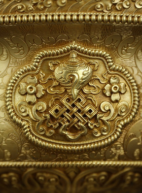 酥油灯供灯家用纯黄铜寺院殿堂莲花八吉祥长明灯座B款贡摆件
