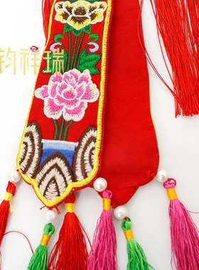 藏式民祥摆件装饰布鼓幡五绣鼓幡幡挂幡飘带刺族风手佛堂吉色莲花