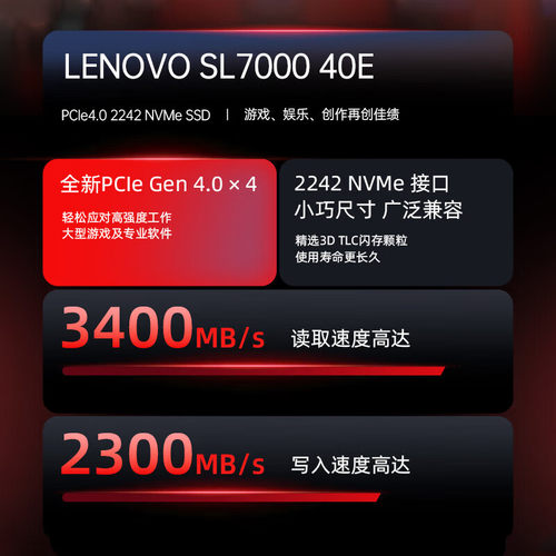 联想SL7000 40E 2242 NVME PCie4.0 E14 E15 X1nano 小新固态硬盘 - 图0