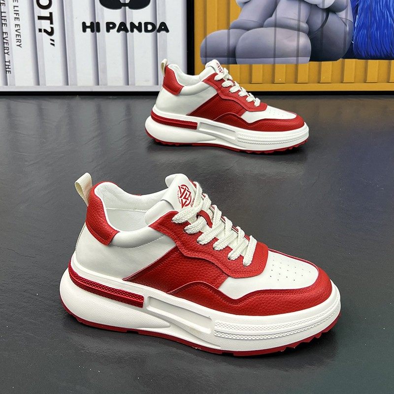 ITMY3男鞋2025秋季新款皮面厚底休闲潮鞋 43码内增高黑绿高帮板鞋,淘宝优惠券,粉丝福利购,淘宝优惠卷