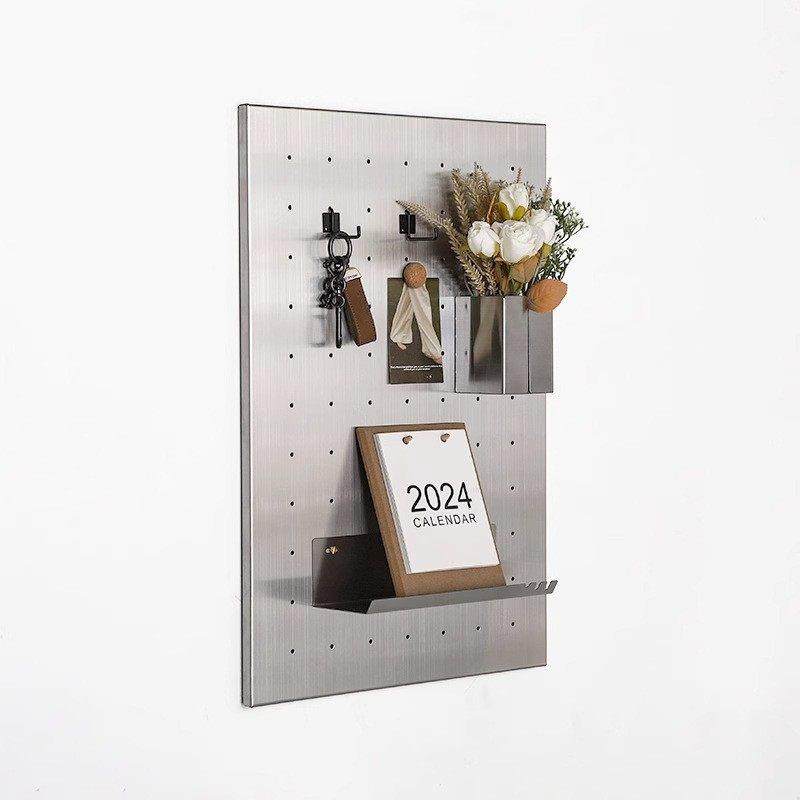 洞洞板置物架墙面装饰品墙挂板收纳墙展示架磁吸拉丝金属洞洞板,淘宝优惠券,粉丝福利购,淘宝优惠卷