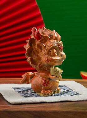 龙摆件十二生肖卡通铜工艺品生意兴隆办公桌博古架装饰品公司礼品