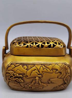 纯铜暖手炉取暖炉汤婆子怀炉烧炭炉彷古做旧古玩盘香薰炉结婚礼品