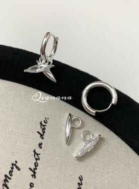 Qianana马眼活动锆石交错耳环