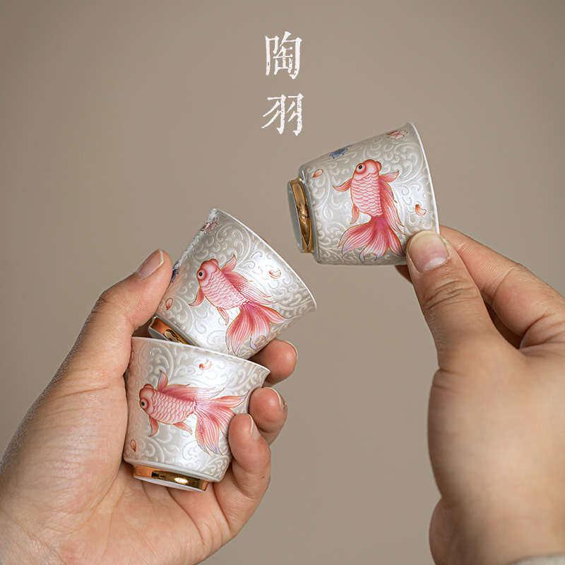 珐琅彩纯手工掐丝银品茗杯大号主人杯高档茶具男女个人专用茶杯,淘宝优惠券,粉丝福利购,淘宝优惠卷