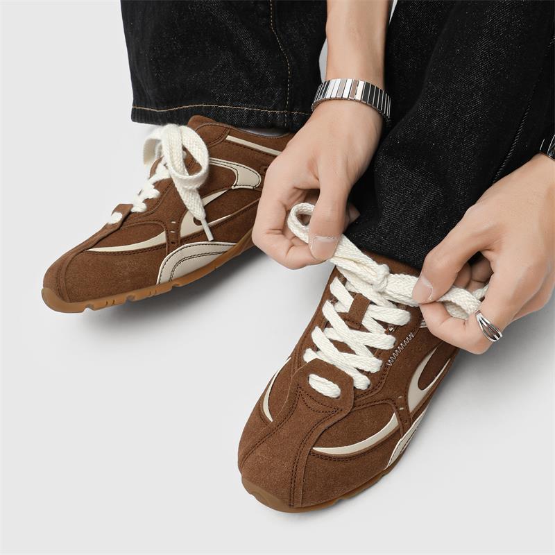 复古德训鞋男士2025新款秋冬季百搭运动休闲板鞋增高平底赛车鞋女 - 图1