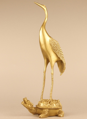 铜中式客厅龟鹤延年乌龟仙鹤摆件