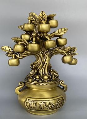 事事如意摇钱树铜聚宝盆摆件招财