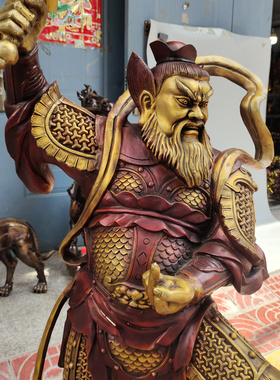黄铜王灵官王天君火神护法摆件