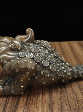 黄铜招财铜金钱蟾蜍摆件仿古大号