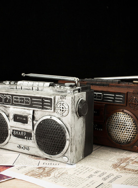 创意 复古做旧老式收音机电x视机模型摆件咖啡厅奶茶店桌面装饰品