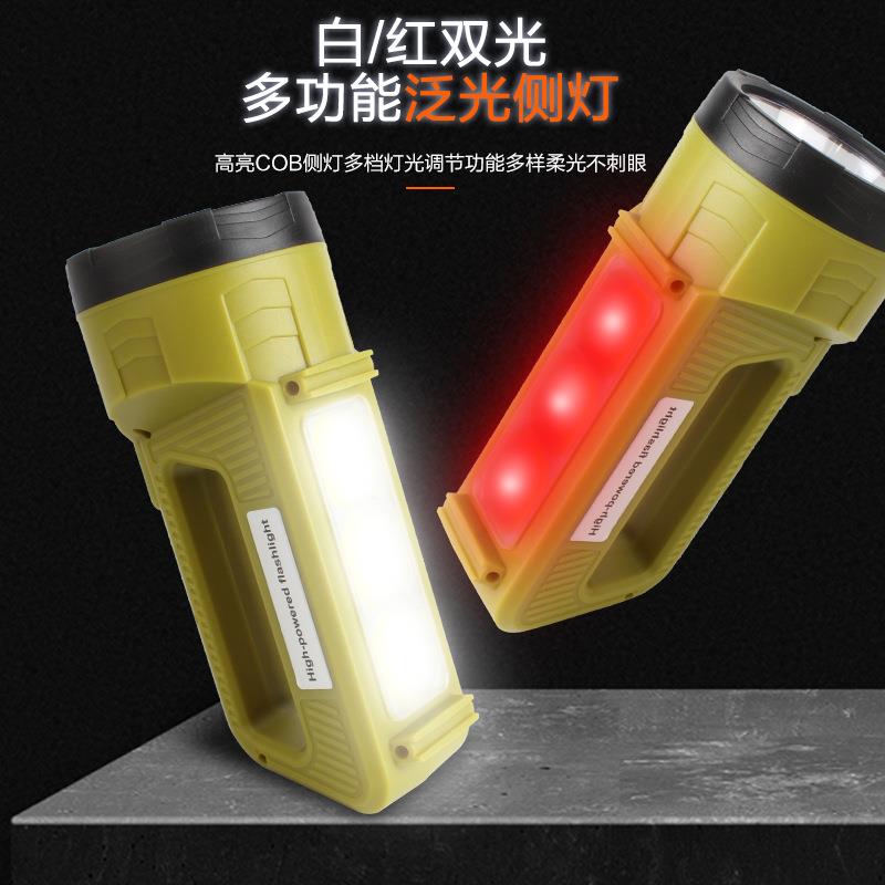 Cross-border new portable searchlight outdoor bright emergency light led portable light rechargeable cob flashlight