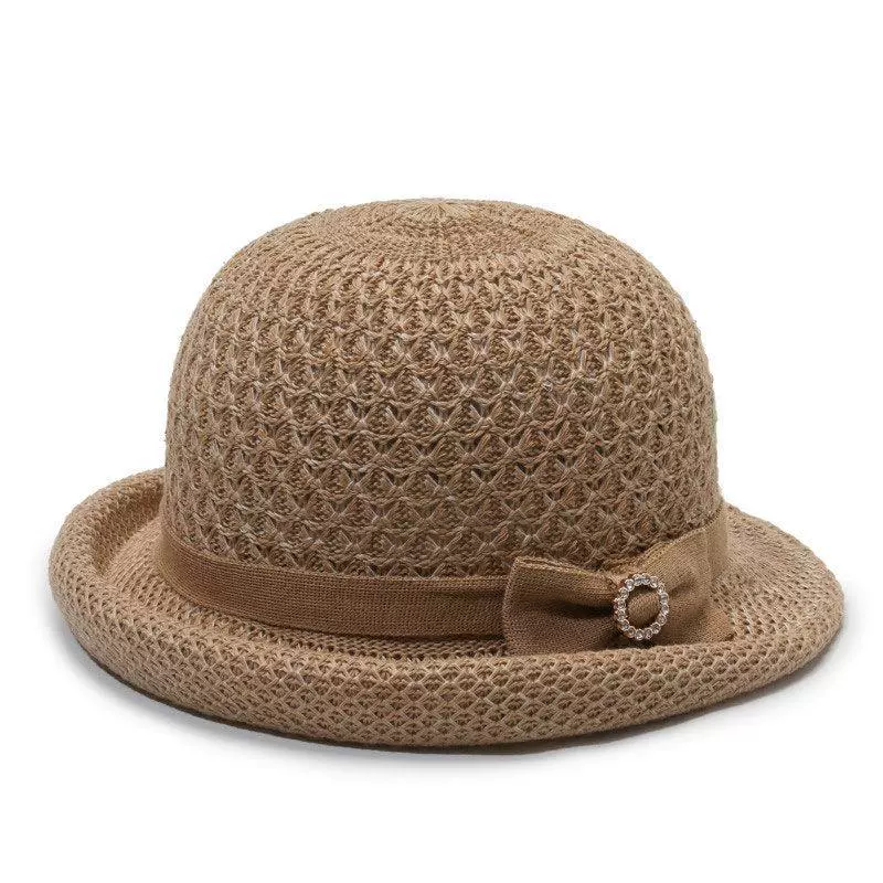 春夏季新款优雅小礼帽时尚百搭编织帽子卷边洋气妈妈遮阳帽渔夫帽,淘宝优惠券,粉丝福利购,淘宝优惠卷