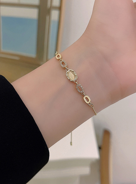 速发几何猫眼石轻奢手链小众设计感高级时尚个性手饰百搭手环