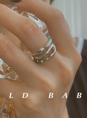 OldBABE玉绿色开口戒指