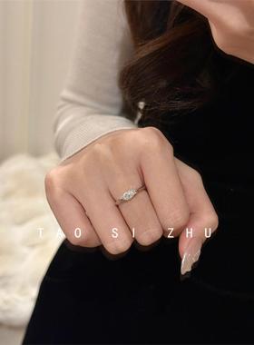 桃思竹马眼钻戒指小众设