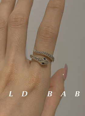 Oldbabe蛇形戒指女小众