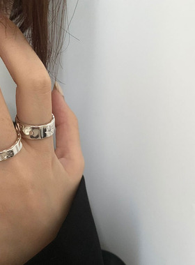 925镀银情侣对戒星芒锆石